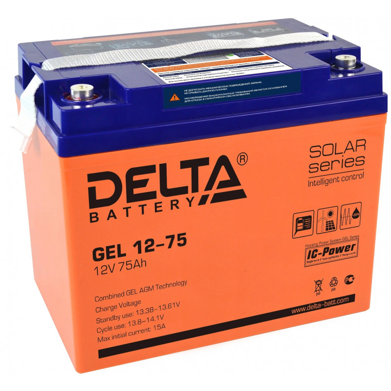 Аккумулятор Delta GEL12-75 12V 75Ah