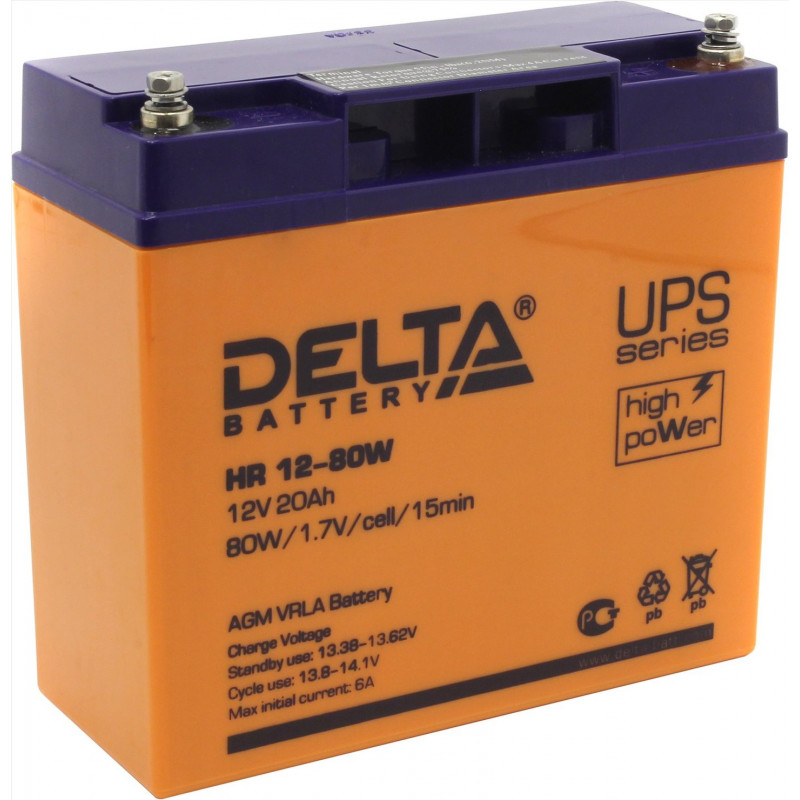 Аккумулятор Delta HR 12-80 W 12V 20Ah