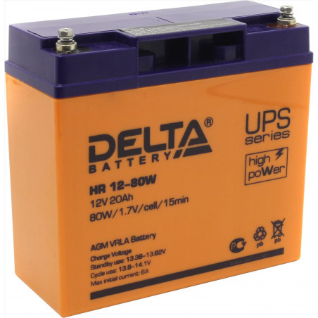 Аккумулятор Delta HR 12-80 W 12V 20Ah