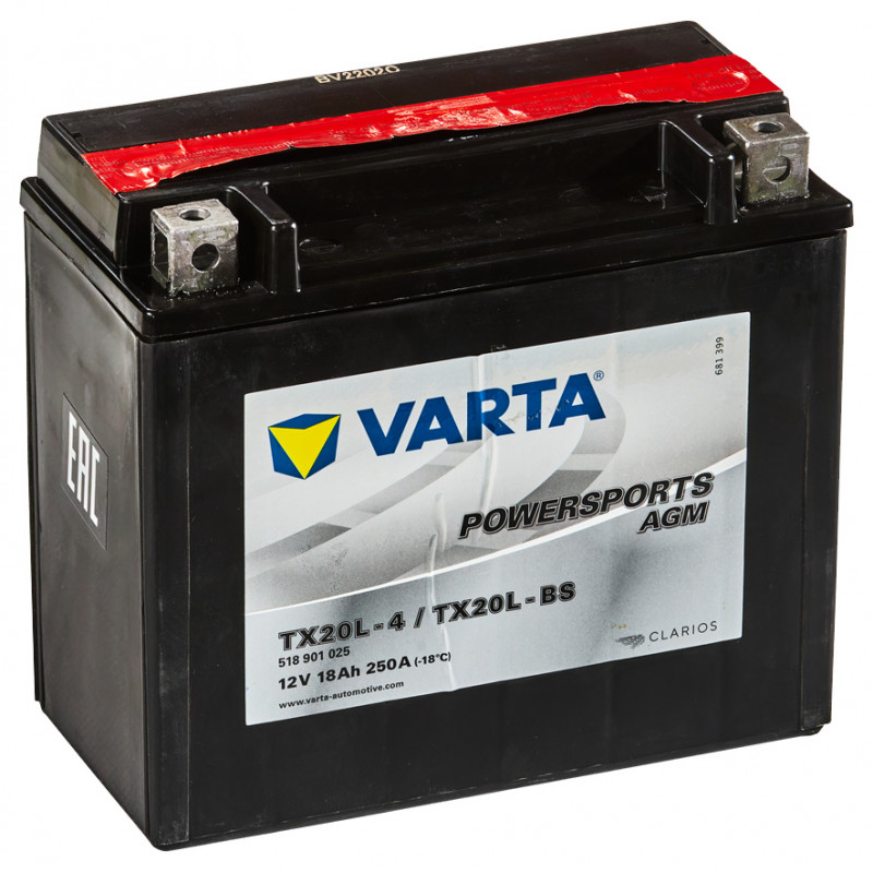 Аккумулятор Varta Powersports AGM TX20L-4 18Ah 250A (518 901 025)