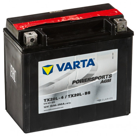 Аккумулятор Varta Powersports AGM TX20L-4 18Ah 250A (518 901 025)