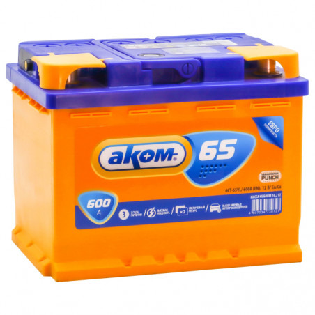 Аккумулятор АКОМ 65 Ач 600 А