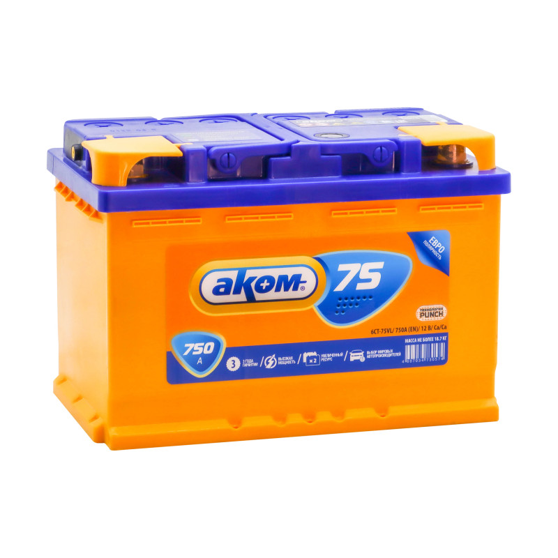 Аккумулятор АКОМ 75 Ач 750 А