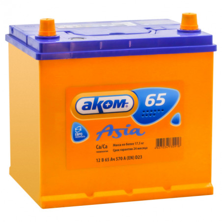 Аккумулятор АКОМ Asia 65 Ач 570 А D23L