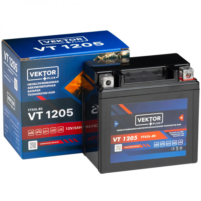 Аккумулятор VEKTOR VT 1205 5Ah 80A (YTX5L-BS)