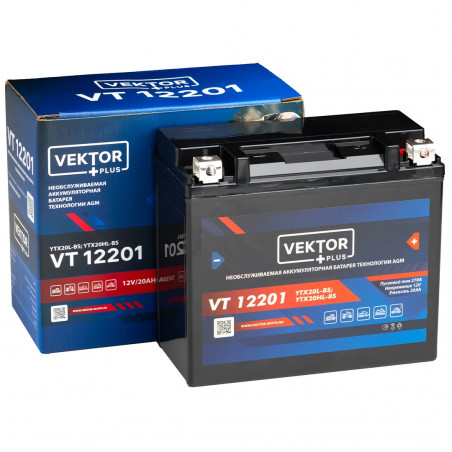 Аккумулятор VEKTOR VT 12201 20Ah 270A (YTX20L-BS)